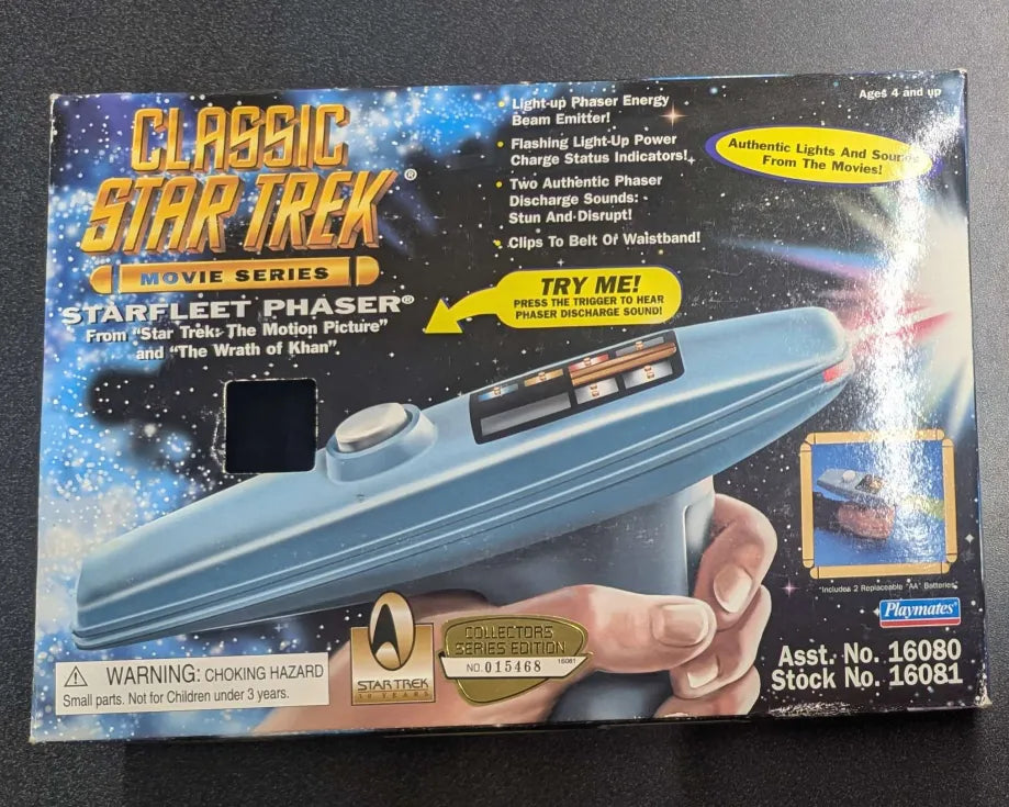 1996 Playmates Classic Star Trek Movie series Starfleet Phaser (Used)