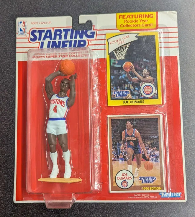 Starting Lineup 1990 Edition Joe Dumars Detroit Pistons Toy Figure w/ Rookie Year Collectors Card