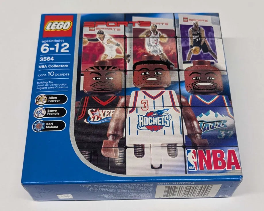 2003 Lego NBA Collectors Minifigure Set 3564: Allen Iverson, Steve Francis, Karl Malone