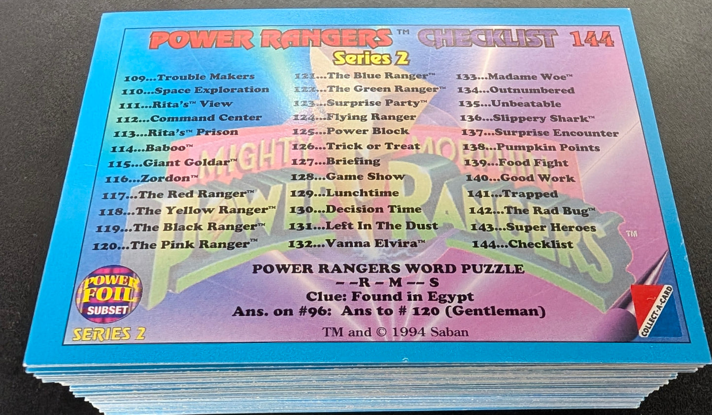 1994 Collect-a-Card Power Rangers Series 2 Power Foil (Retail Rainbow) Parallel 72 Card Set