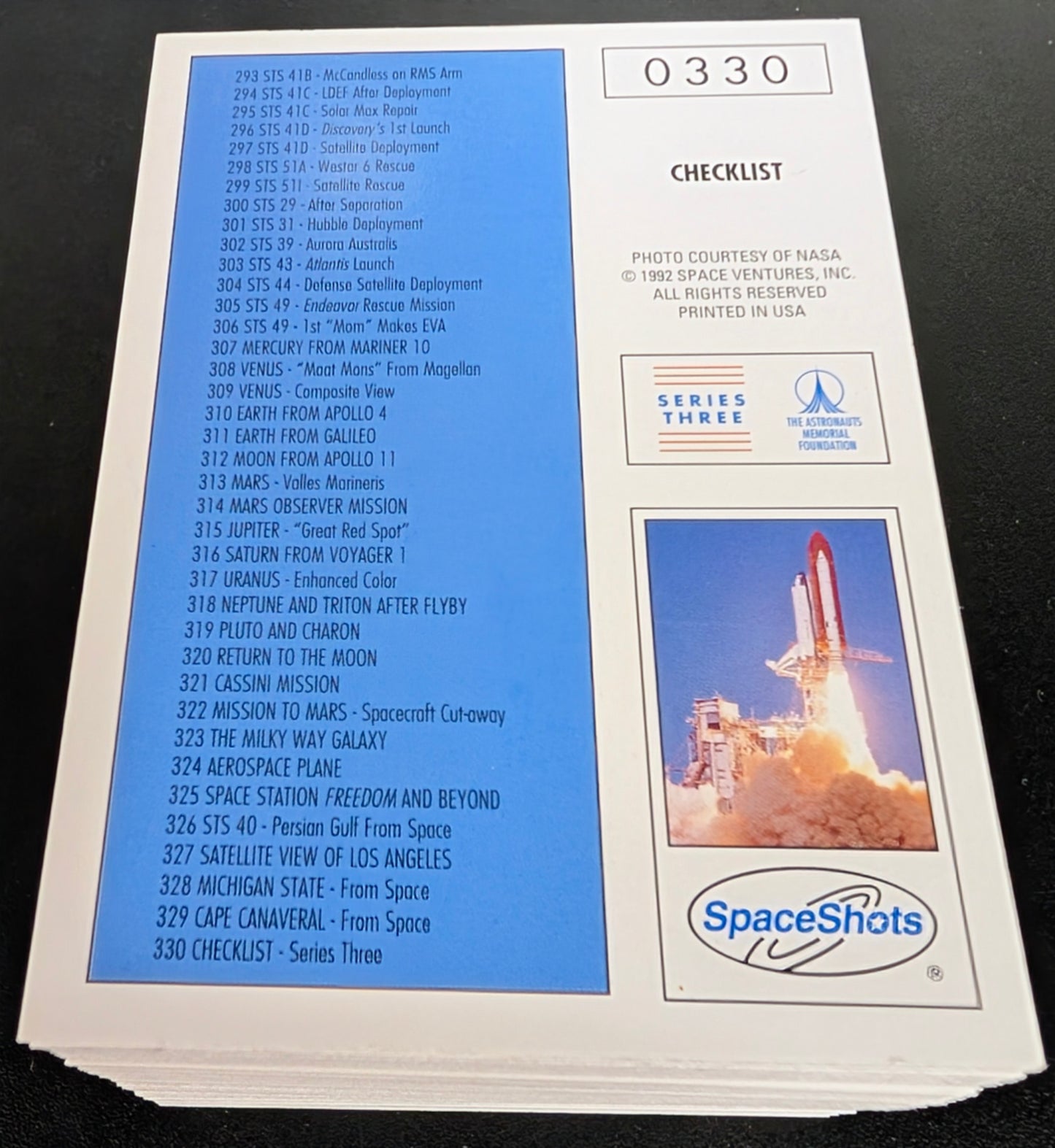 1992 Space Shots Series 3 Complete 110 Card Set