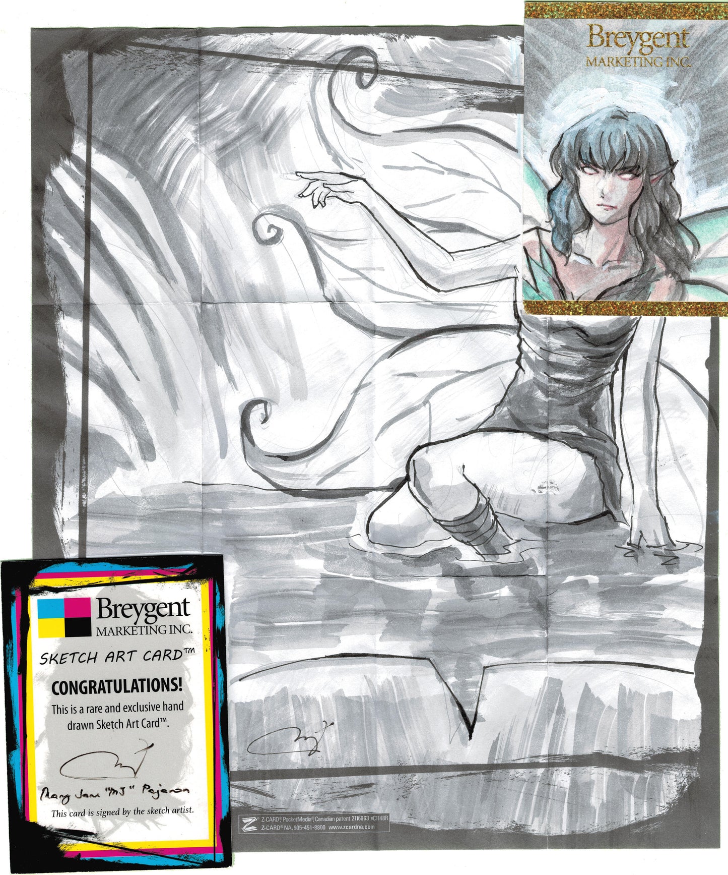 Breygent World of Fantasy Z-Card Fold Out Sketch by Mary Jane Pajaron