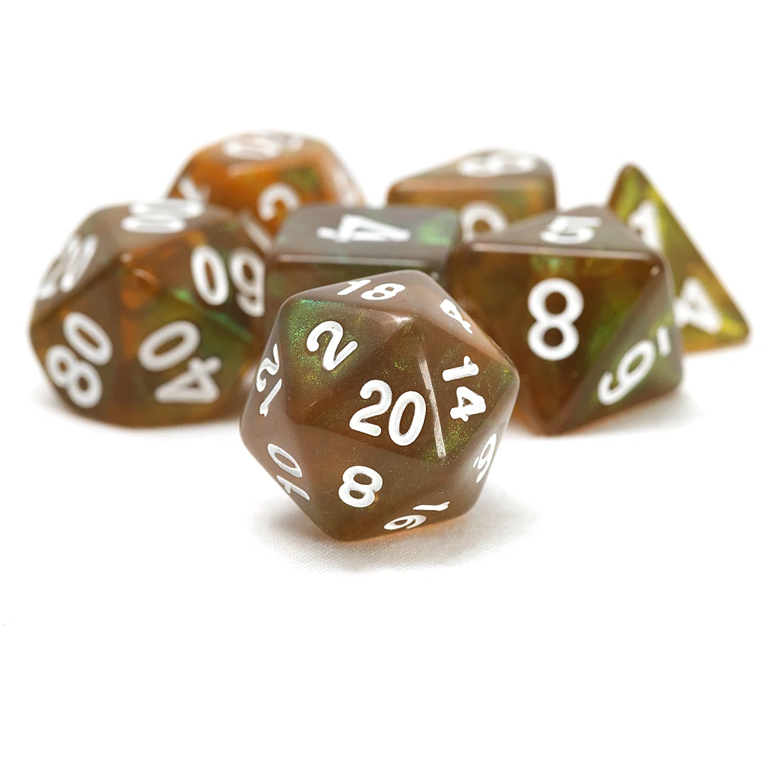 Sirius Dice - Unearthed Treasure: Peridot 7-Piece Polyhedral RPG Dice Set