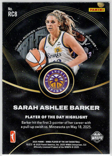 2025 Panini WNBA Player of the Day Rookie Card RC8 Sarah Ashlee Barker