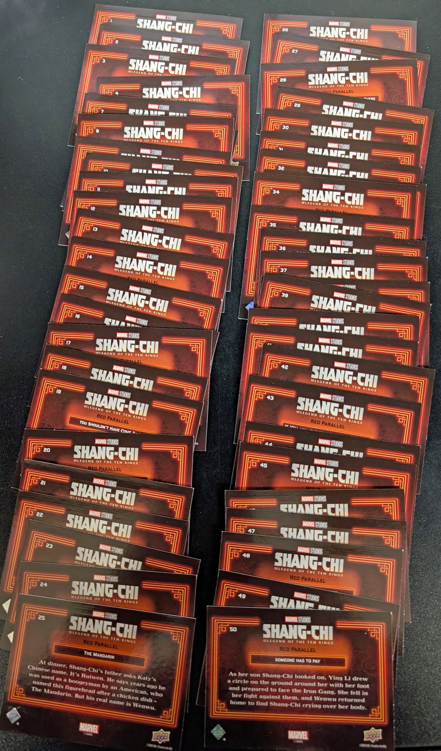 2022 Upper Deck Marvel Shang-Chi Complete 50 Card Red Parallel Set