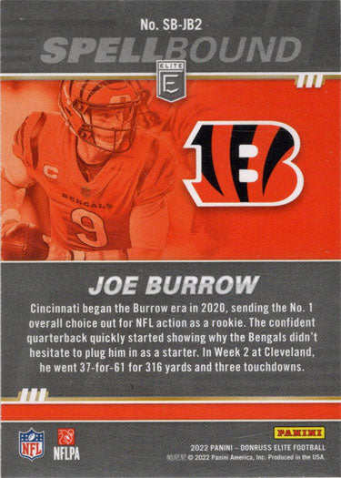 2022 Panini Donruss Elite Joe Burrow GREEN SPELLBOUND "R" #SB-JB3  Bengals