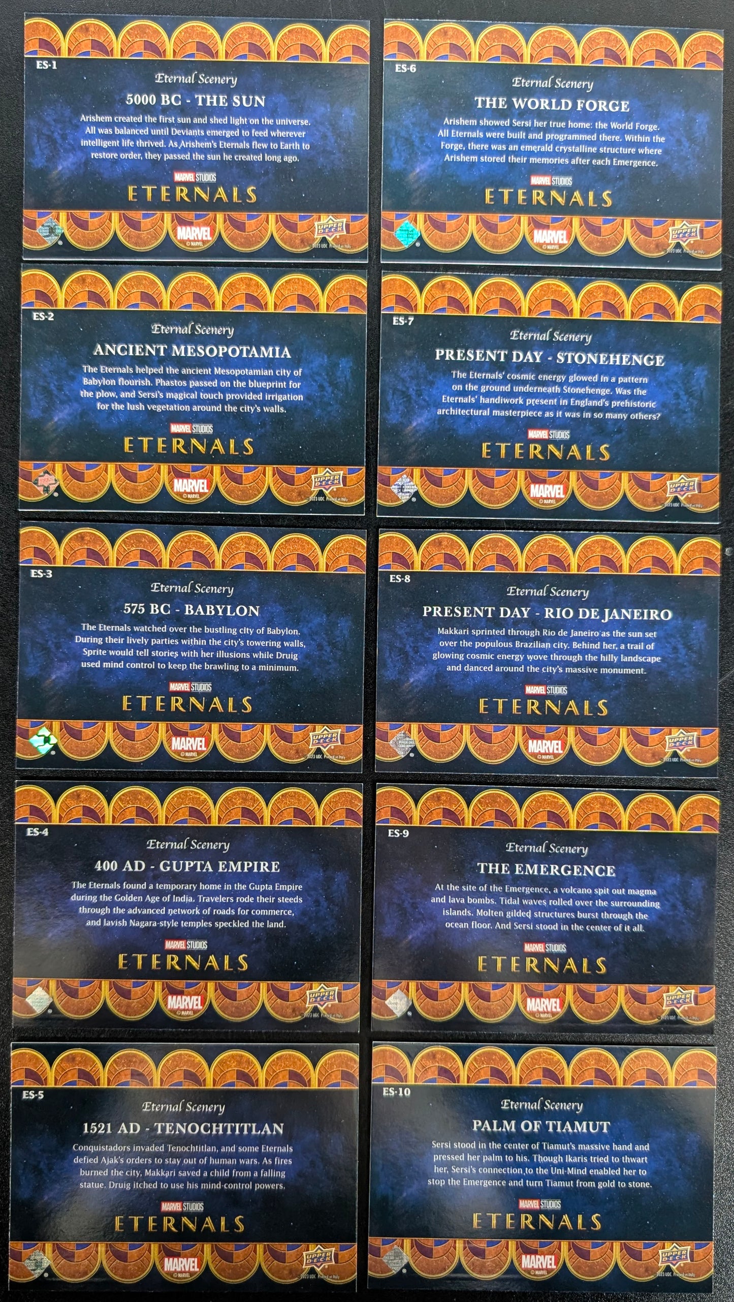 2023 Upper Deck Marvel Eternals Scenery 10 Card Set ES-1 to ES-10