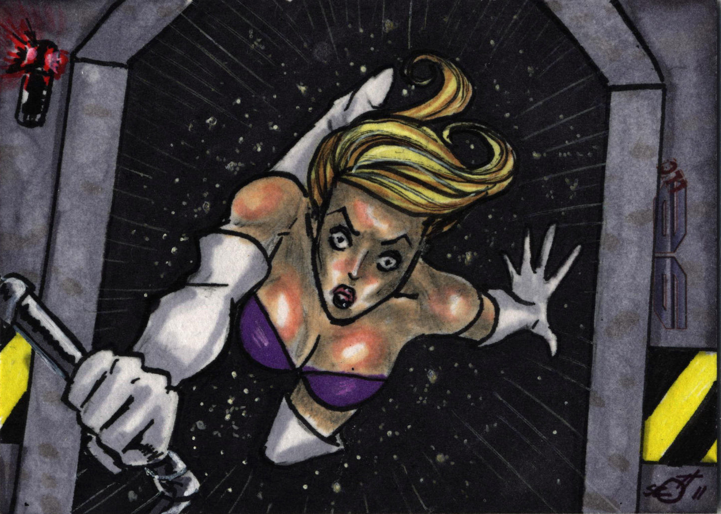 2011 5finity Galaxgals Eradication Tony Scott Sketch Card Ver. 4