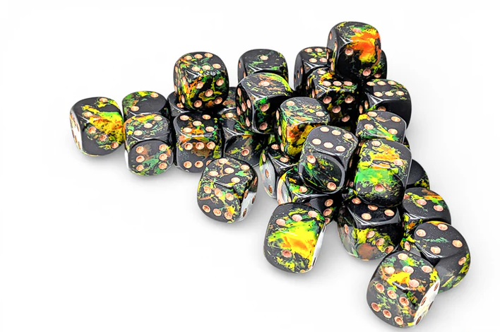 Chessex: 12mm d6 Brush - Deep Forest/Gold