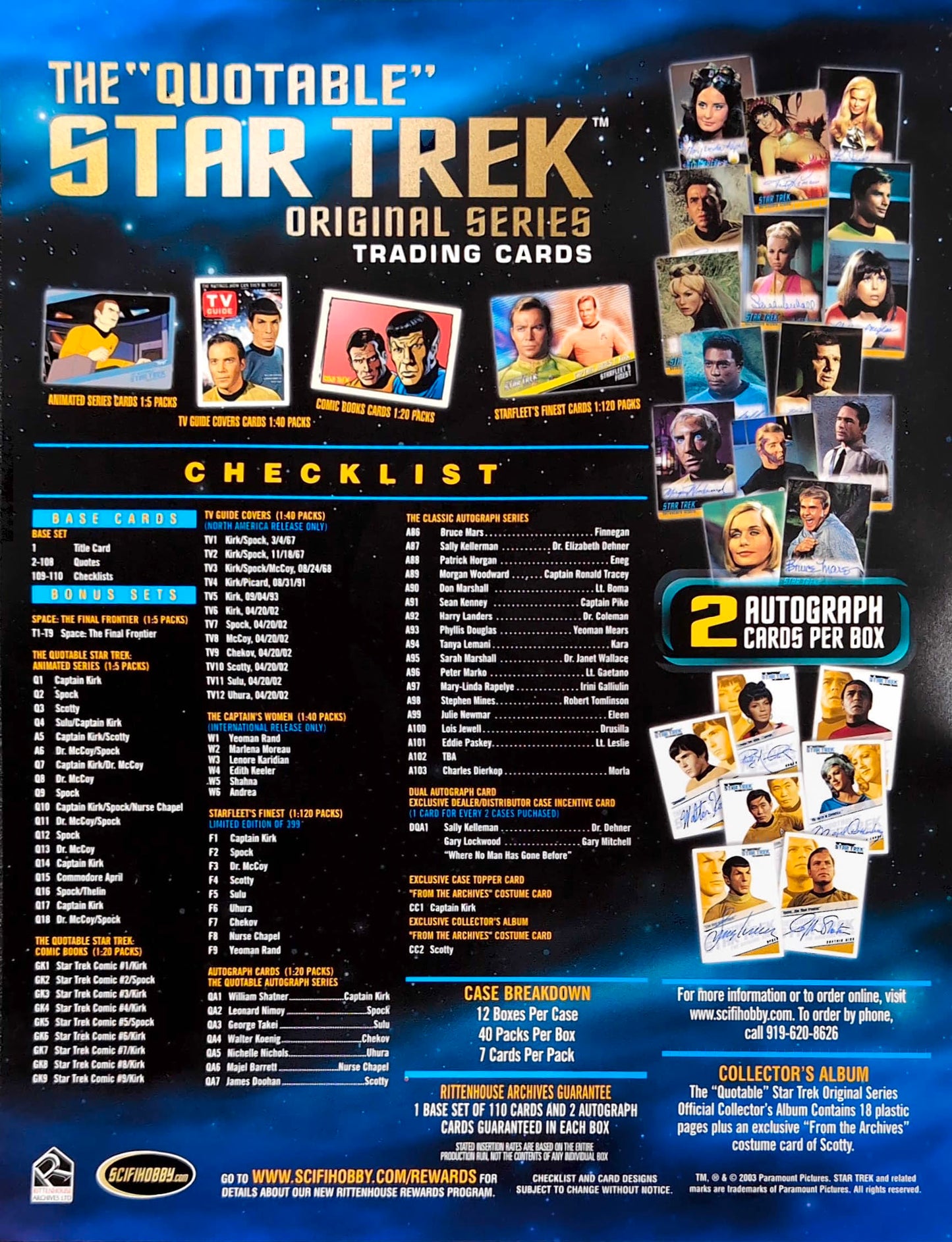 Quotable Star Trek Original Series Trading Card Sell Sheet