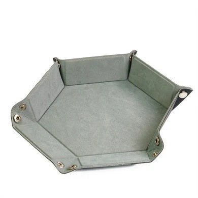Leatherette and Velvet Hex Dice Tray (Silver Hex)