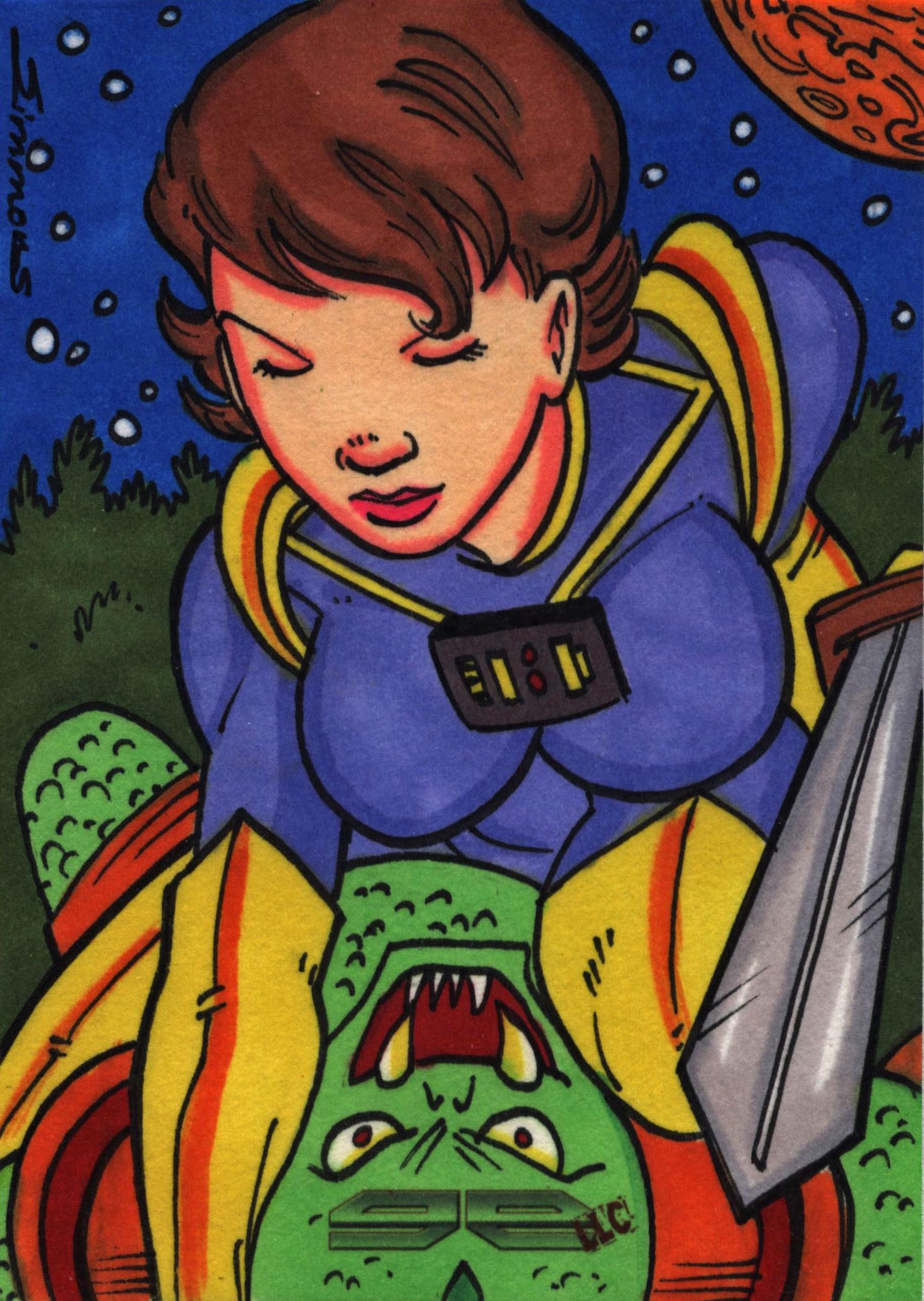 2011 5finity Galaxgals Eradication Scott Simmons Sketch Card Ver. 2