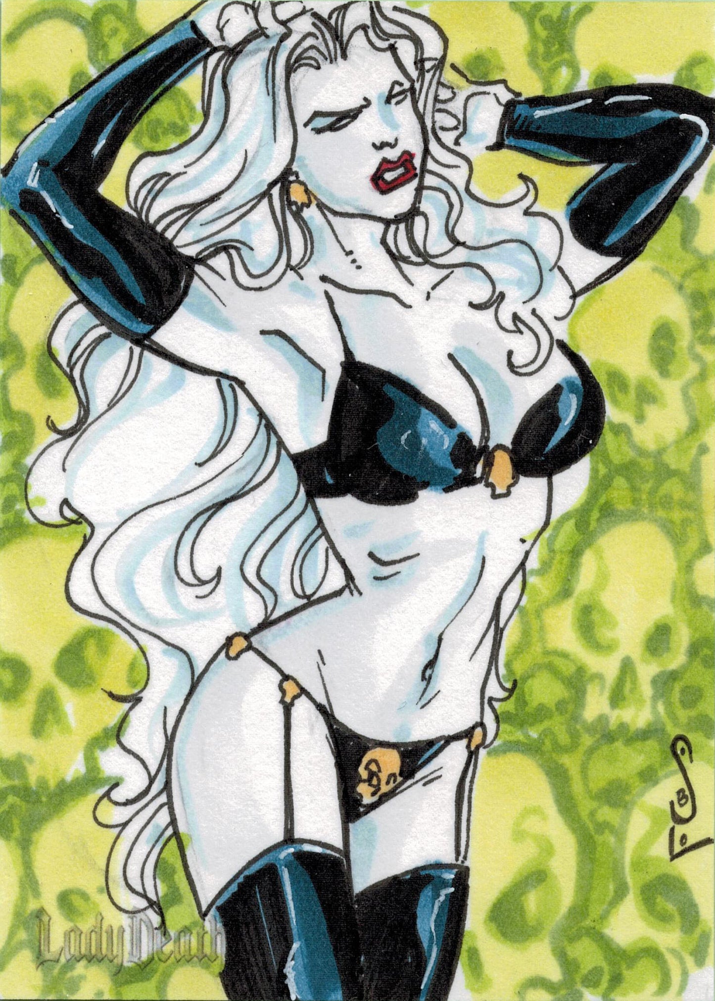 2012 5finity Lady Death Sketch Series Two Sketch Card by Jason Sobol