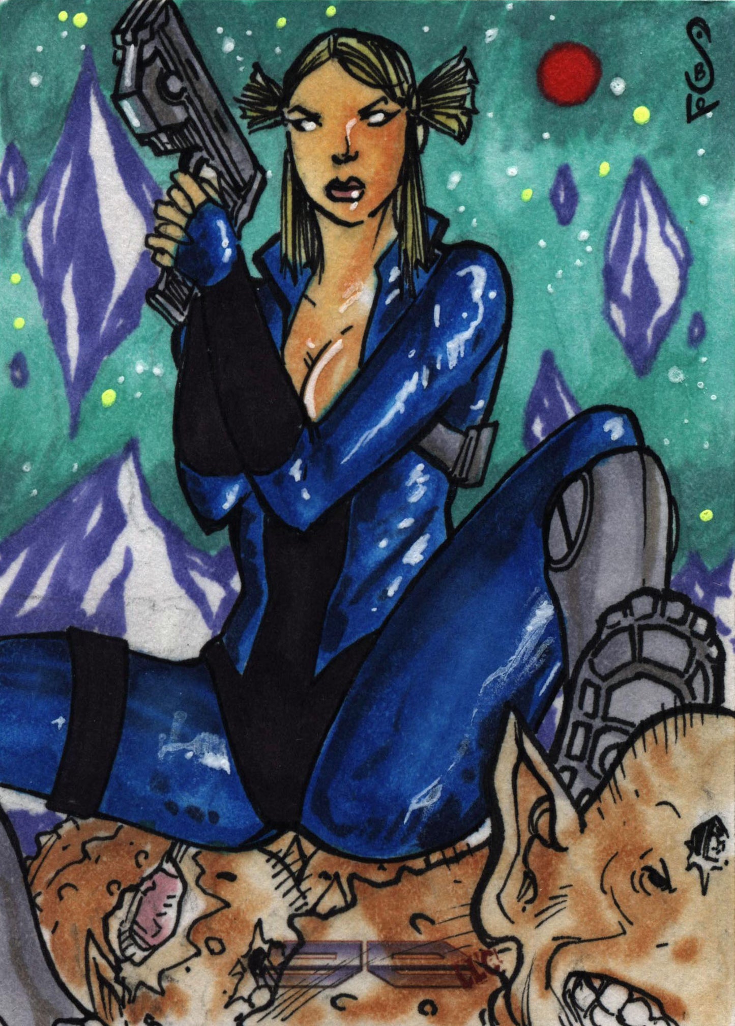 2011 5finity Galaxgals Eradication Jason Sobol Sketch Card Ver. 1