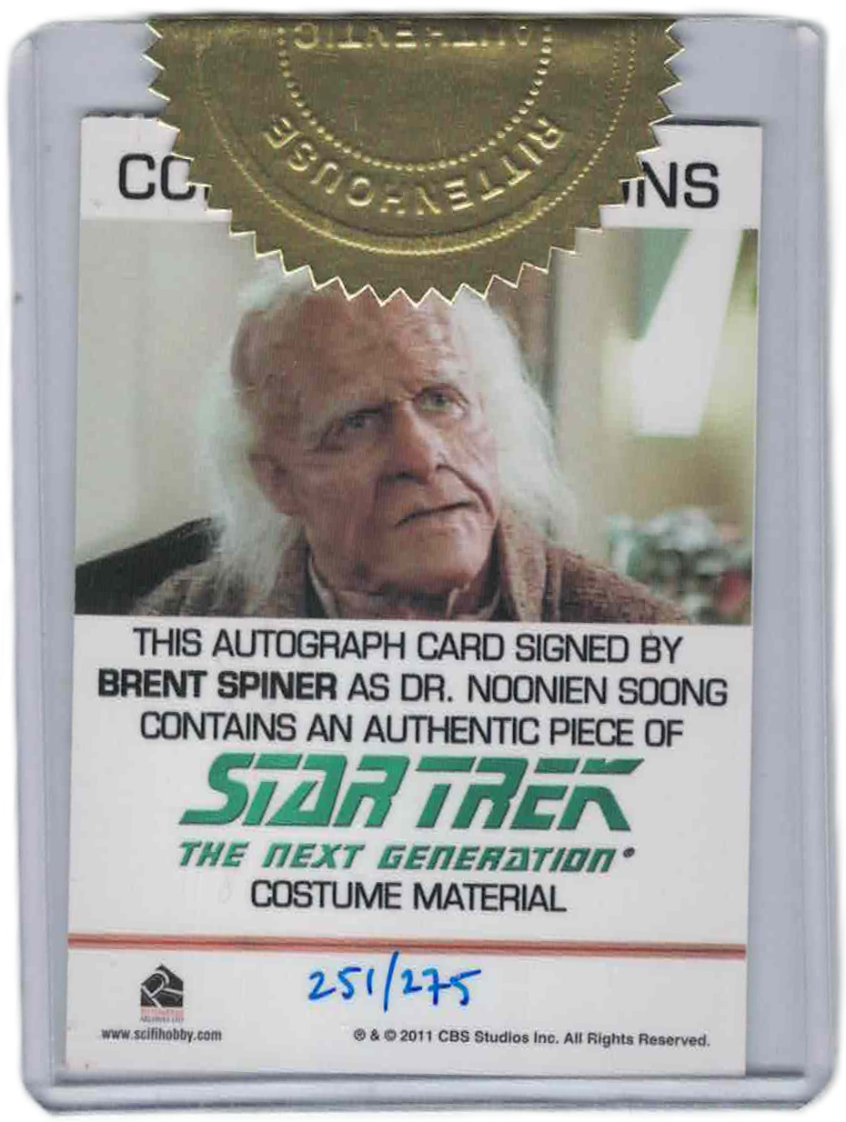 Star Trek TNG Heroes & Villains Autograph Costume Card Brent Spiner as Dr. Soong 251/275