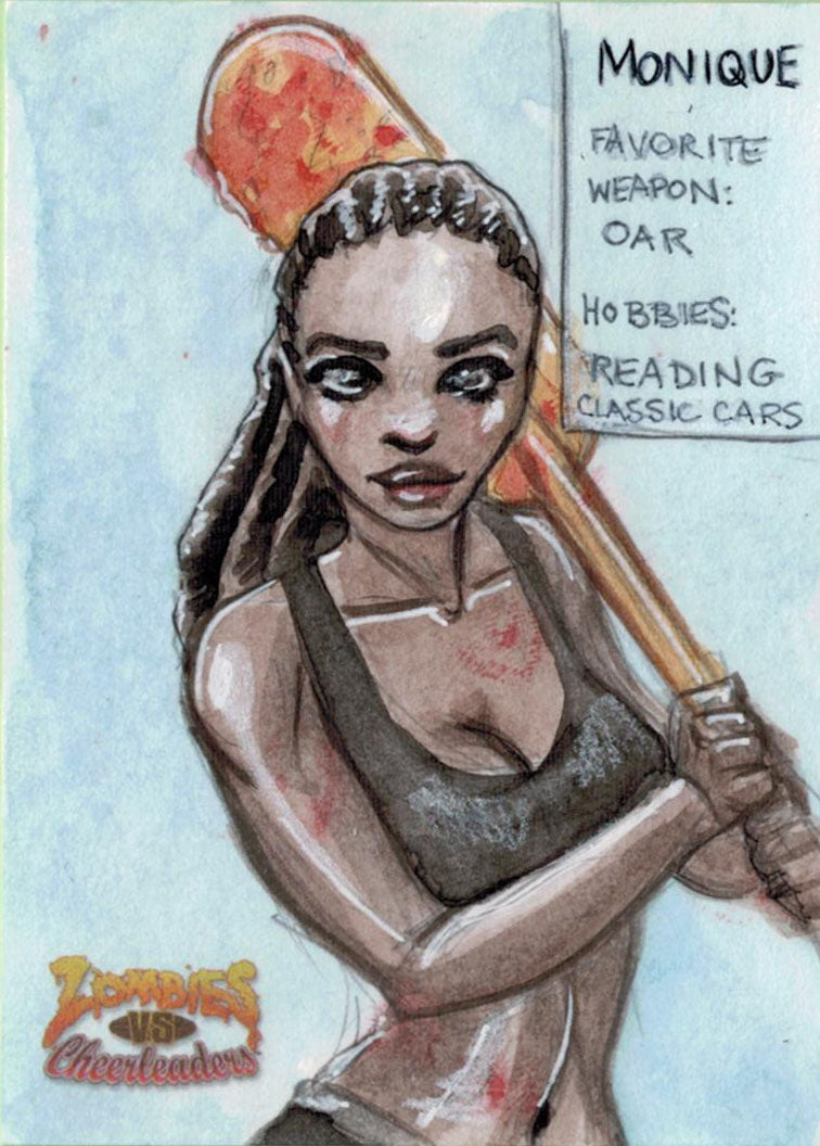 Zombies vs Cheerleaders 2013 Sketch Card by Amber Stone