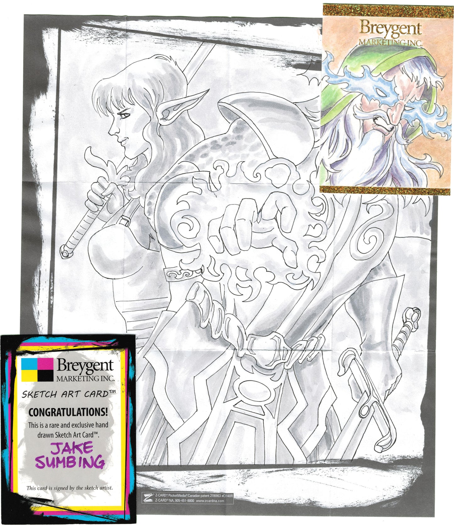 Breygent World of Fantasy Z-Card Fold Out Sketch by Jake Sumbing