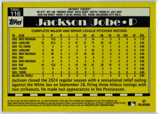 Topps Series Two Baseball 2025 Chrome Silver Card T90C-116 Jackson Jobe