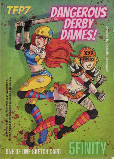 2022 5finity TFP7 Dangerous Derby Dames Sketch Card Danielle Gransaull