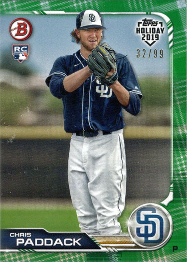 Topps Holiday Baseball 2019 Green Border Parallel Card TH-CPA Chris Paddock 32/99