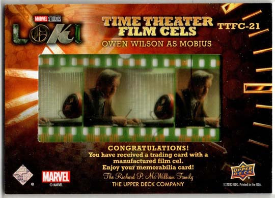 2023 Upper Deck Marvel Loki Time Theater Film Cels Card TTFC-21 Owen Wilson