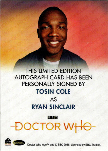 2022 Doctor Who Series 11 & 12 Tosin Cole Full Bleed Autograph Card
