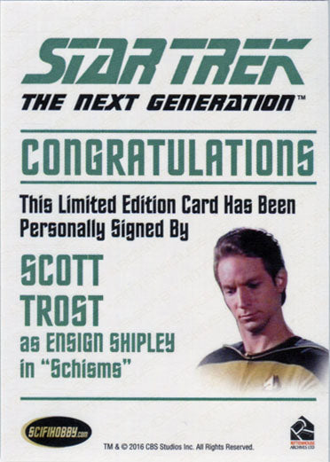 Star Trek TNG Portfolio Prints S2 Autograph Card Scott Trost as Ensign Shipley