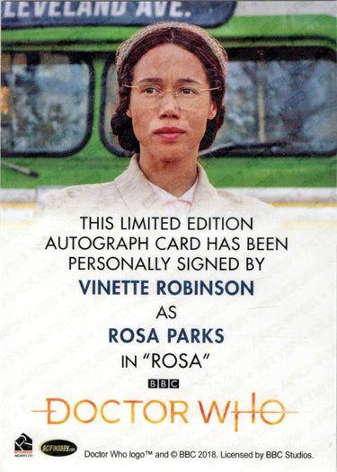 2022 Doctor Who Series 11 & 12 Vinette Robinson Full Bleed Autograph Card