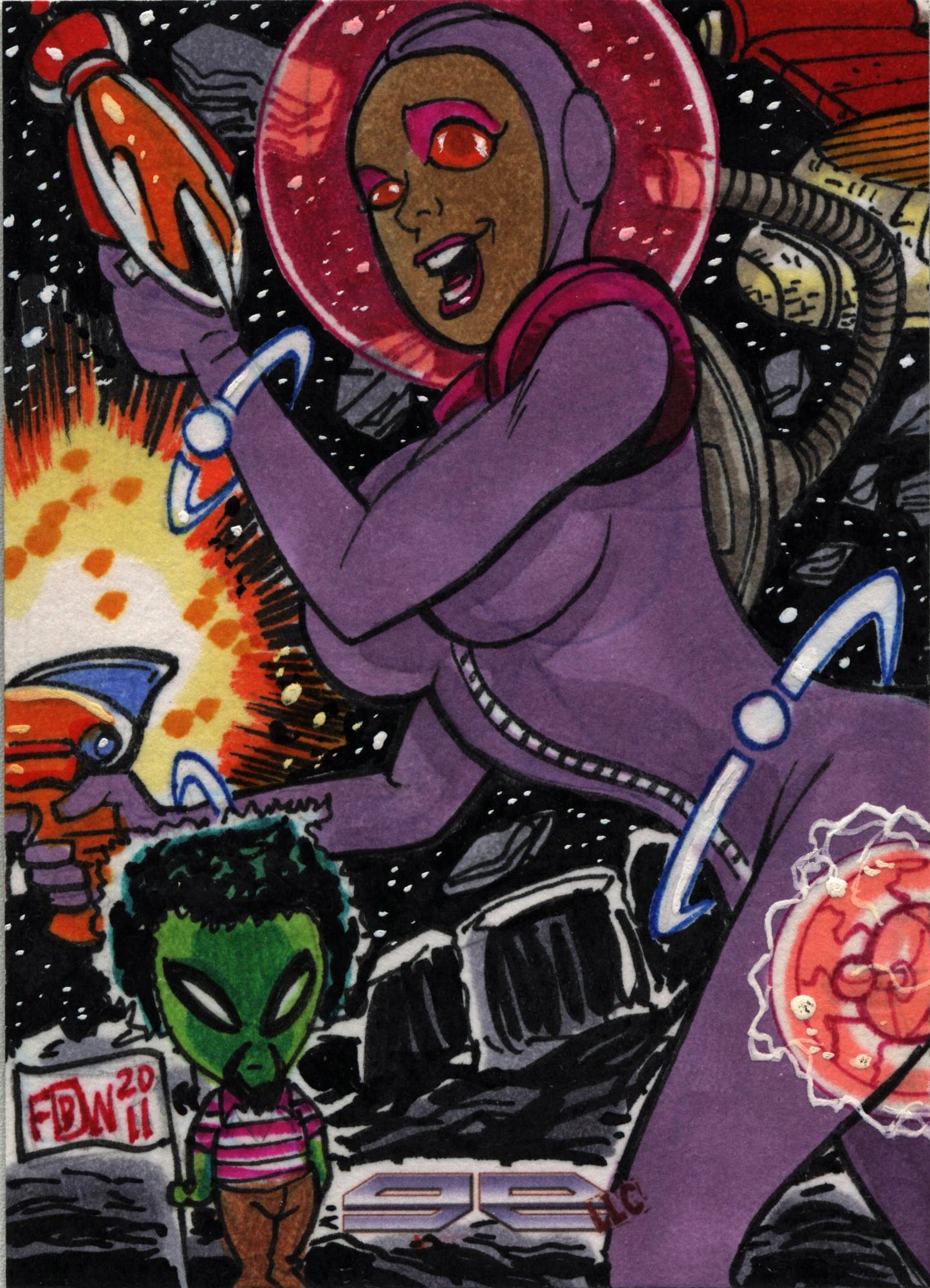 2011 5finity Galaxgals Eradication Frankie B Washington Rare Sketch Card