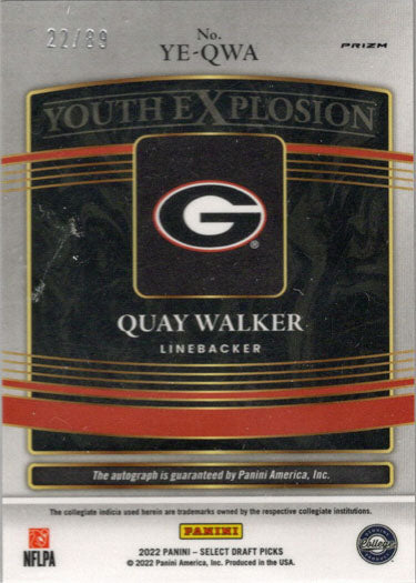 2022 Panini Select Draft Picks Youth Quake Signature Orange Pulsar