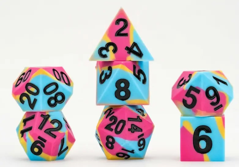 Fanroll Gaymers Pride - Sharp Edge Silicone Rubber Dice Set: Pansexual Pride Flag