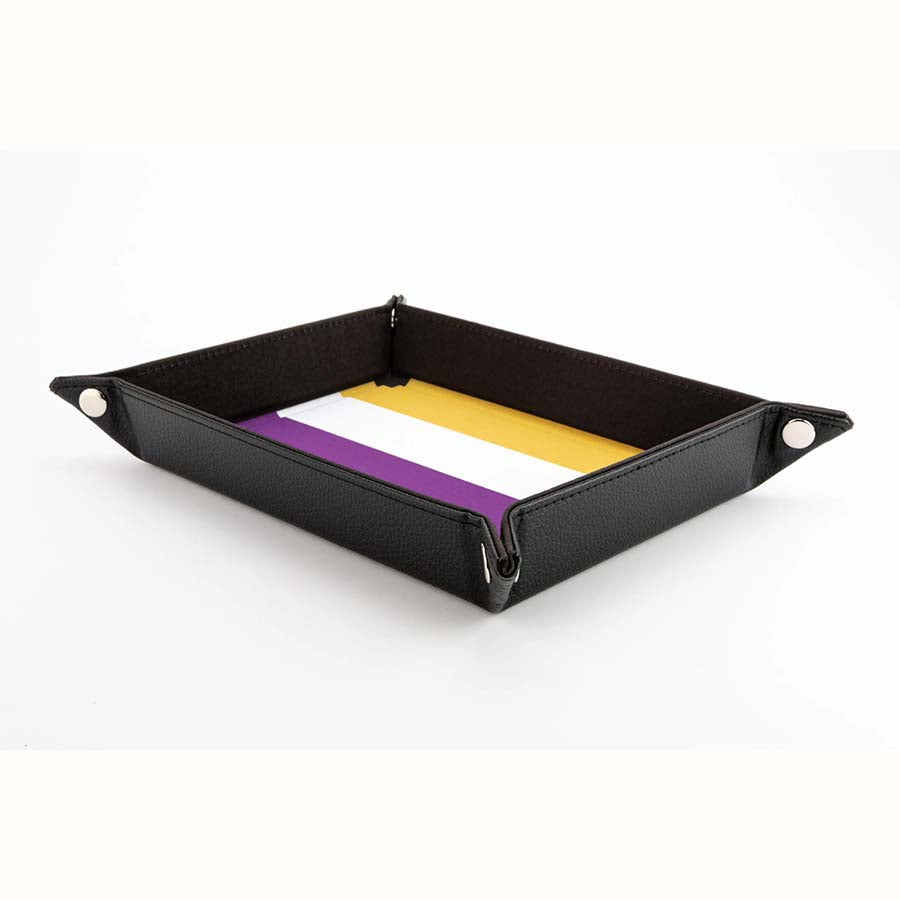 Fanroll Pride Fold Up Velvet Dice Tray - Nonbinary Flag