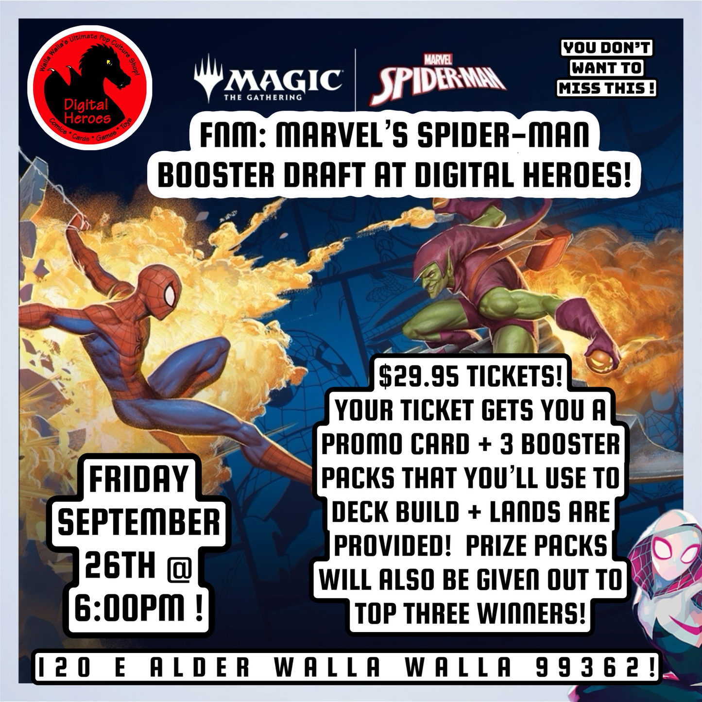 09/26/2025 6:00PM FNM: Marvel's Spider-Man Booster Draft Ticket