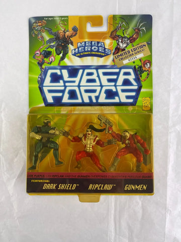 1995 Mattel Mega Heroes Cyber Force Dark Shield Ripclaw Gunman Action Figure