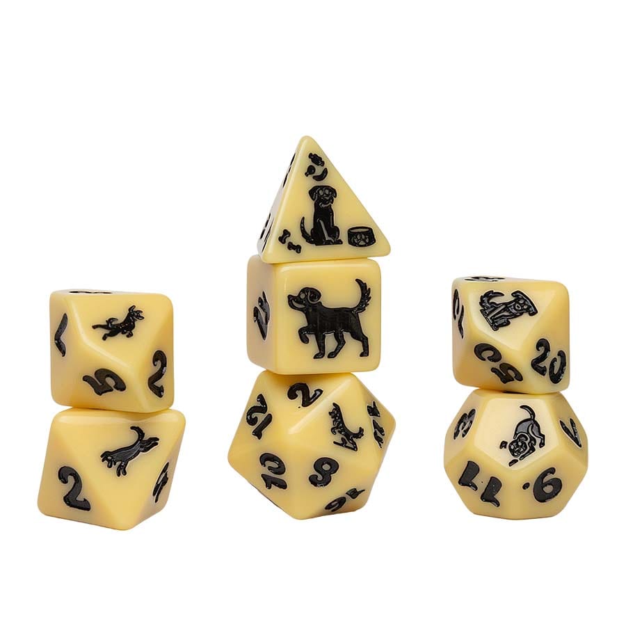 Sirius Dice Polyhedral 7-Die Set: Animal Dice - Golden Pup