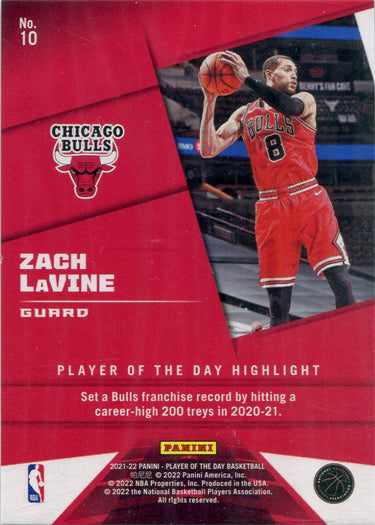 Panini Player of the Day 2021-22 Lava Parallel Base Card 10 Zach LaVine 016/199