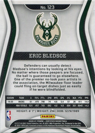 Panini Certified Basketball 2020-21 Base Card 123 Eric Bledsoe