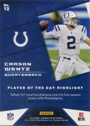 Panini Player Of The Day Football 2021 Base Card 12 Carson Wentz