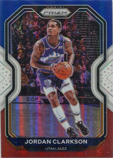 Panini Prizm Basketball 2020-21 Red White Blue Parallel Card 135 Jordan Clarkson