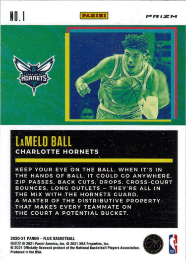 Panini Flux Basketball 2020-21 Freshman Year Silver Prizm Insert Card 1 LaMelo Ball