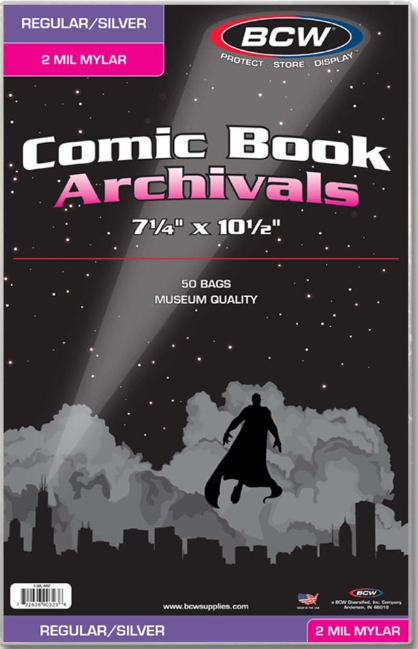 BCW Silver/Regular Comic Mylar Archivals - 2 MIL - 50 Count