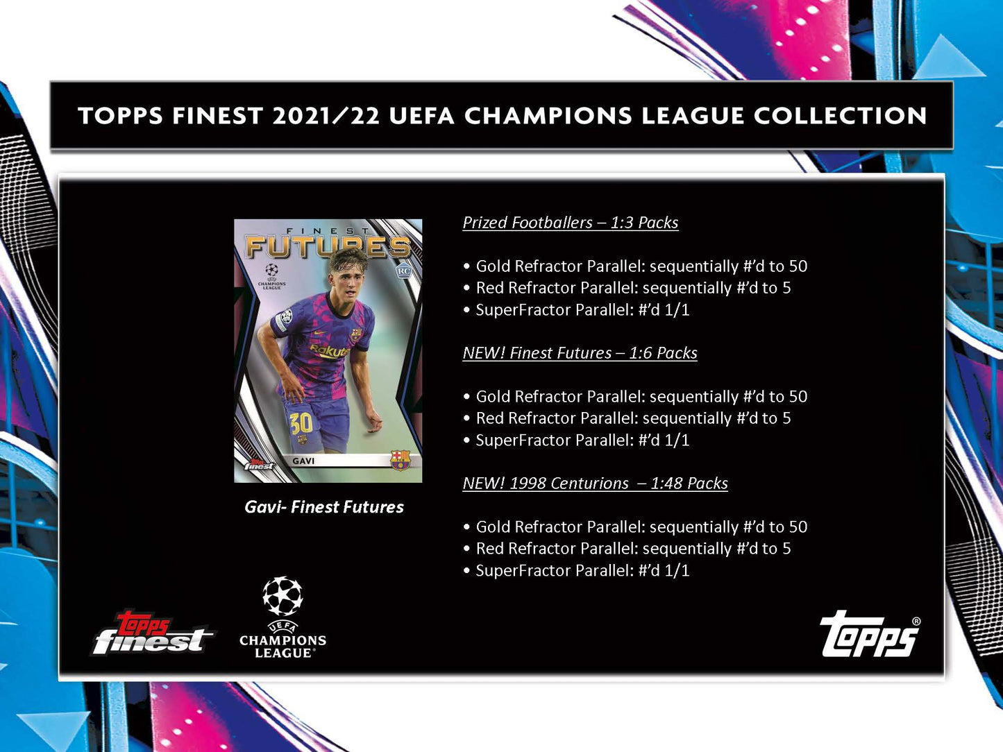 Topps 2021-22 Finest UEFA Champions League Soccer Full Case of 8 Hobby Master Box