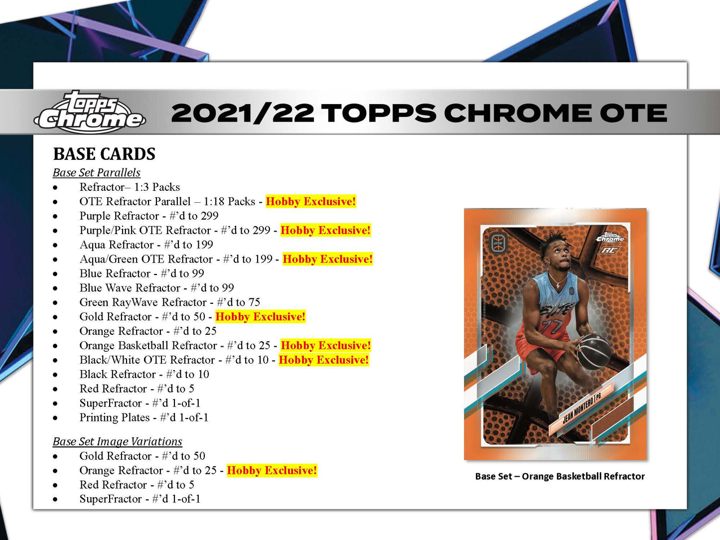 Topps 2021-22 Overtime Elite Chrome Basketball Hobby Box