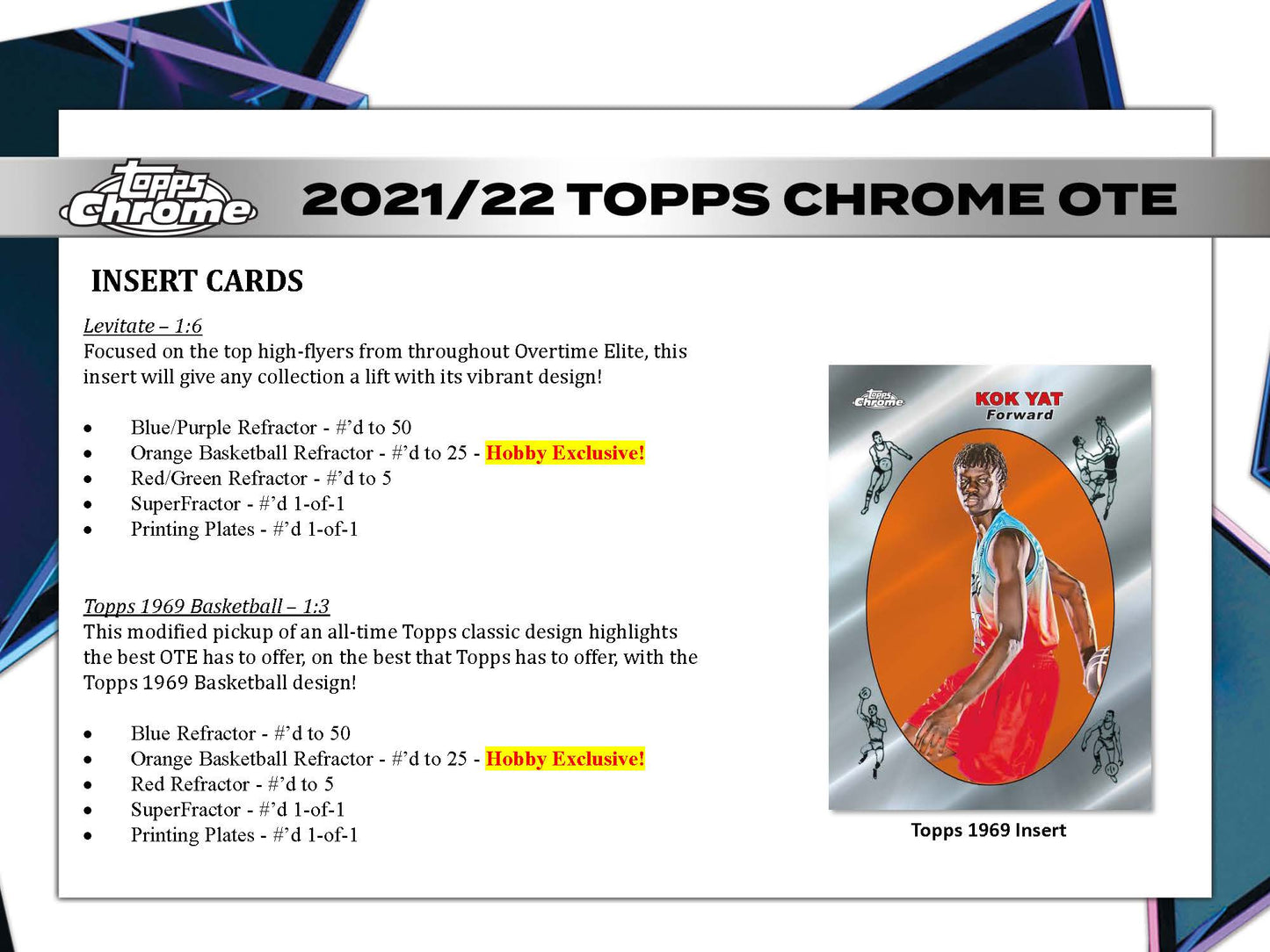 Topps 2021-22 Overtime Elite Chrome Basketball Hobby Box