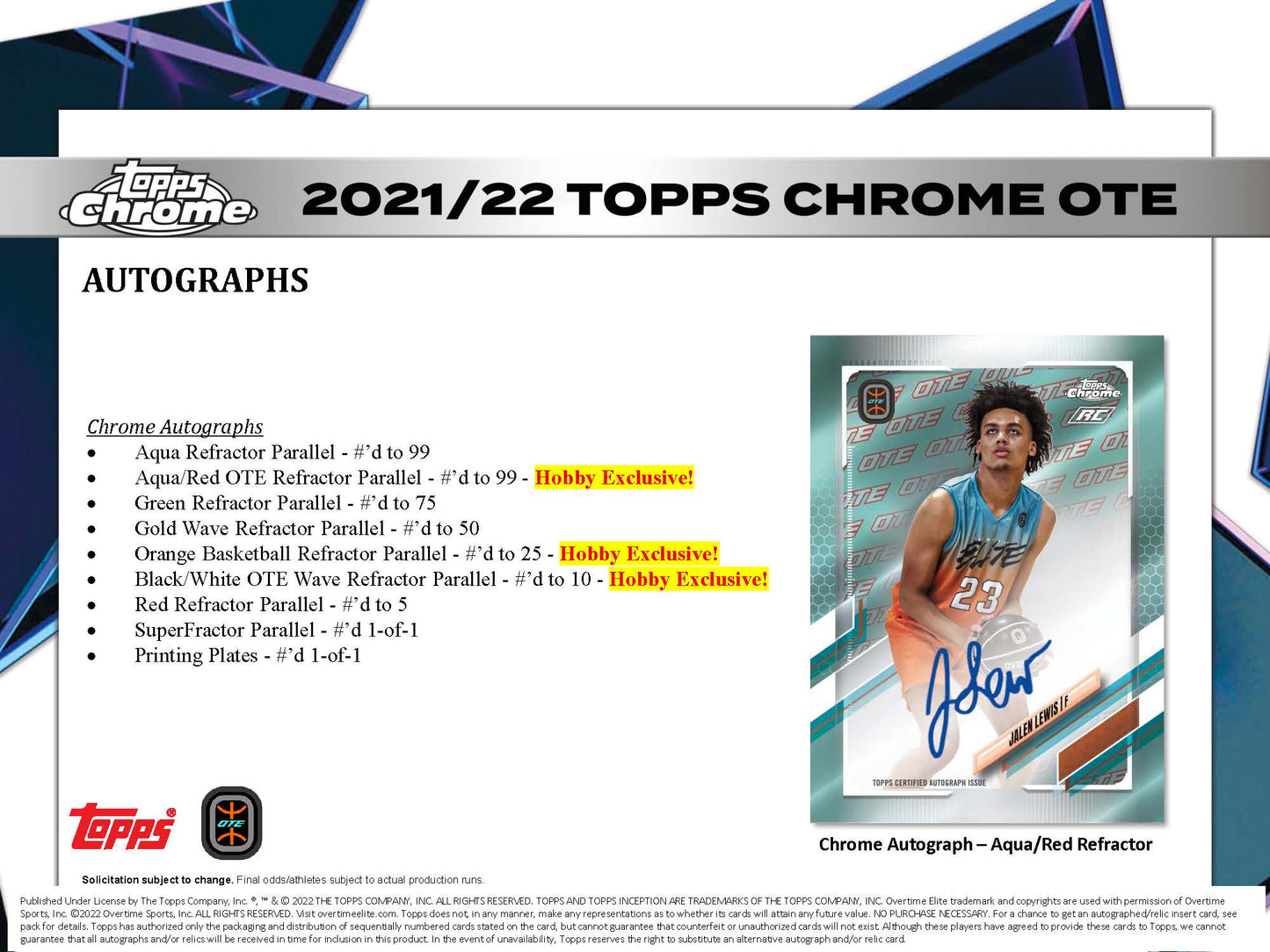 Topps 2021-22 Overtime Elite Chrome Basketball Hobby Box