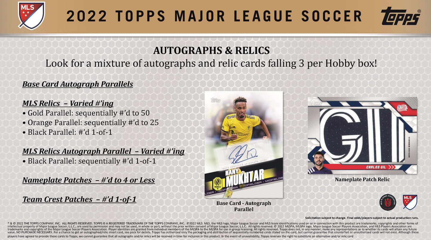 Topps 2022 MLS Major League Soccer Hobby Box