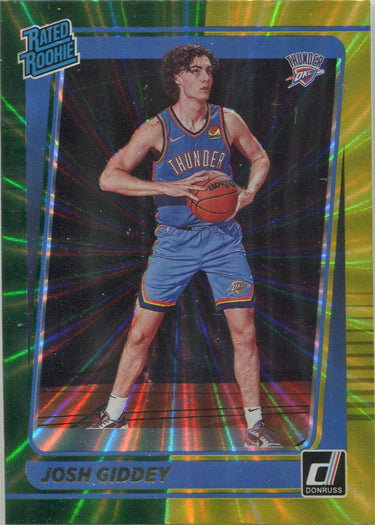 Panini Donruss Basketball 2020-21 Green Yellow Laser Card 202 Josh Giddey