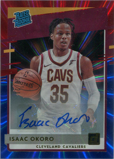 Panini Donruss Basketball 2020-21 Red Blue Laser Auto Card 203 Isaac Okoro 18/20