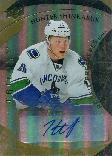 Upper Deck Trilogy Hockey 2015-16 Rookie Premiere Auto Card 218 Hunter Shinkaruk