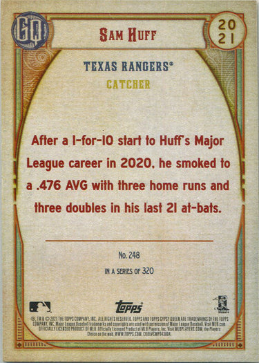 Topps Gypsy Queen Baseball 2021 Chrome Boxtopper Card 248 Sam Huff